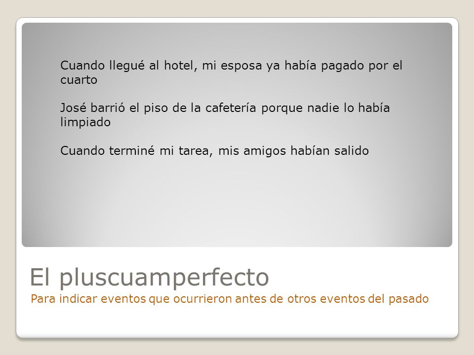Cuando llegué al hotel, mi esposa ya había pagado por el cuarto