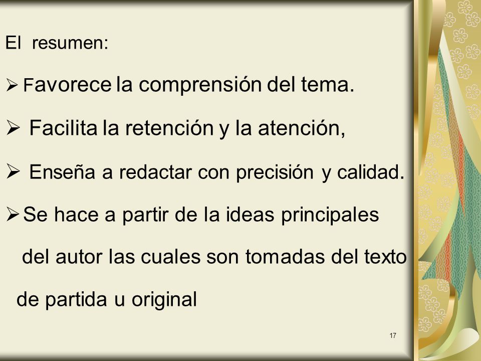 Facilita la retención y la atención,