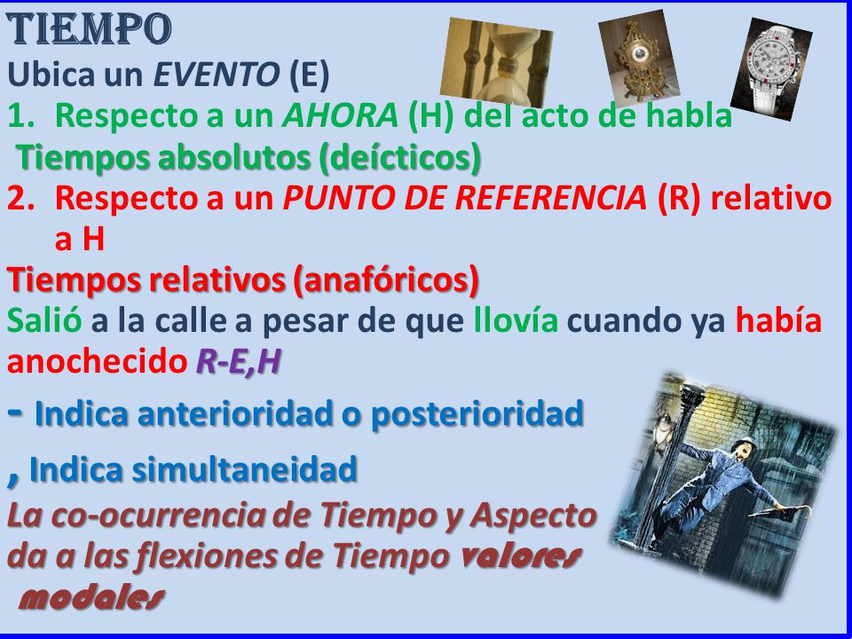 - Indica anterioridad o posterioridad , Indica simultaneidad