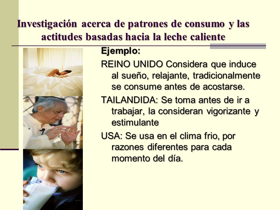 Investigación acerca de patrones de consumo y las actitudes basadas hacia la leche caliente
