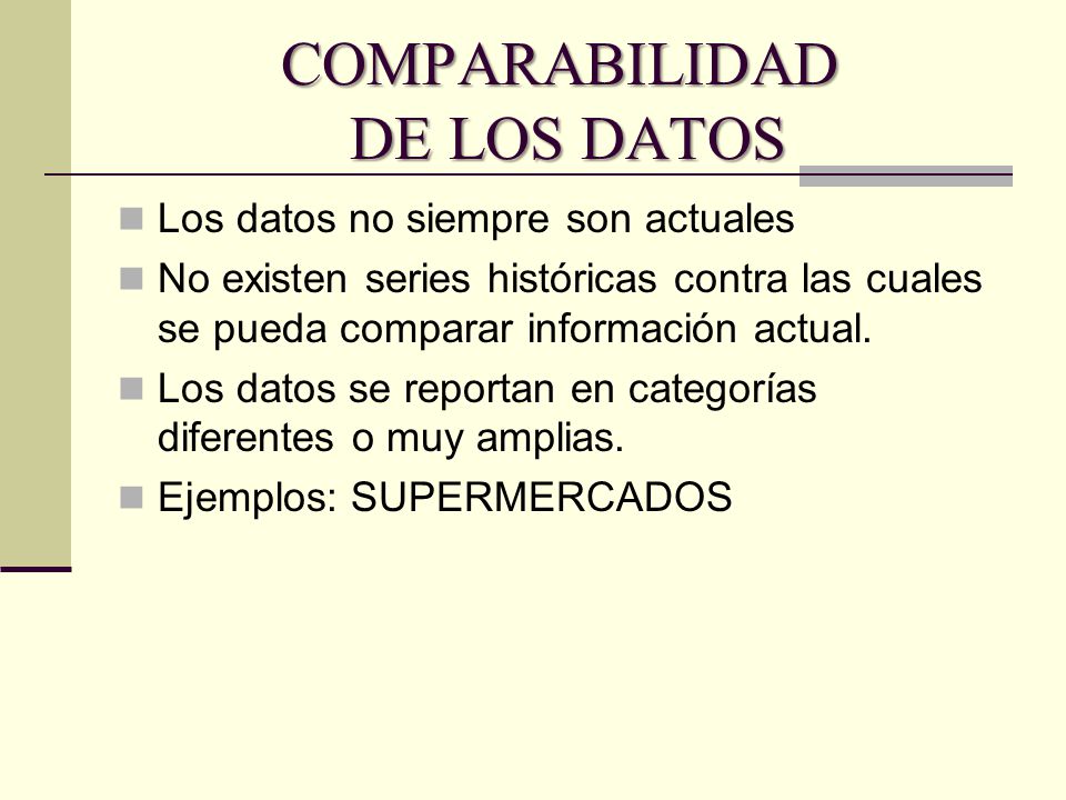 COMPARABILIDAD DE LOS DATOS