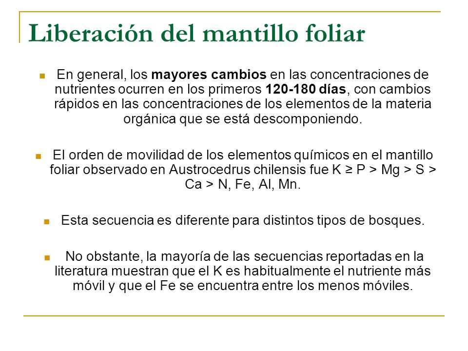 Liberación del mantillo foliar