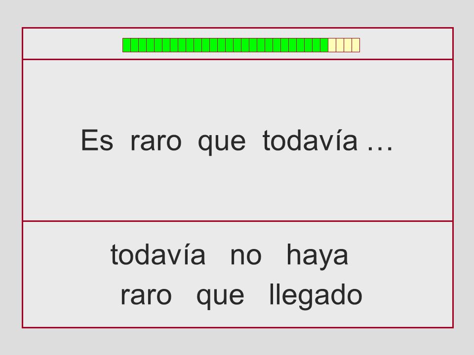 Es raro que todavía … todavía no haya raro que llegado