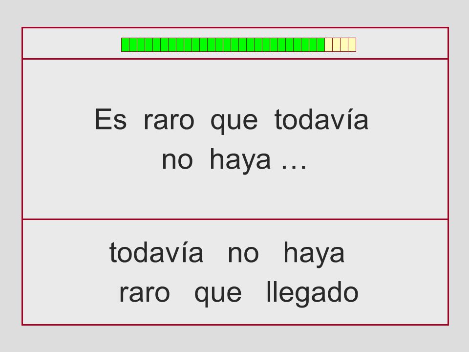 Es raro que todavía no haya … todavía no haya raro que llegado