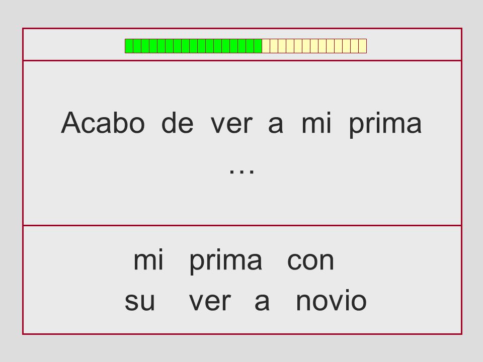 Acabo de ver a mi prima … mi prima con su ver a novio