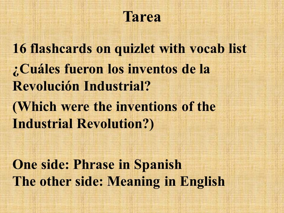 Tarea 16 flashcards on quizlet with vocab list