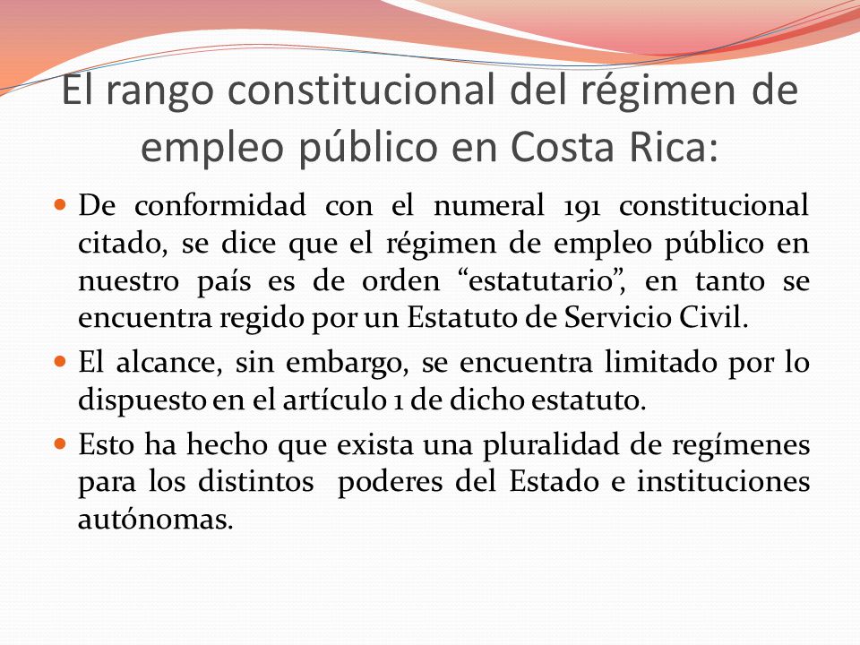 El rango constitucional del régimen de empleo público en Costa Rica: