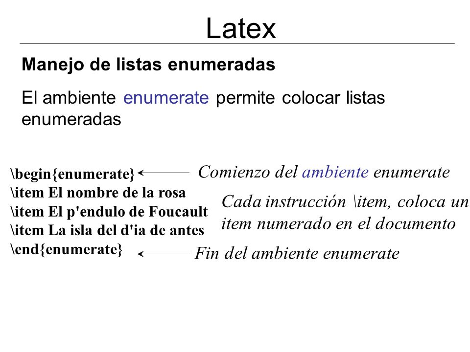 Latex Manejo de listas enumeradas