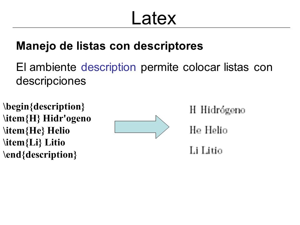 Latex Manejo de listas con descriptores