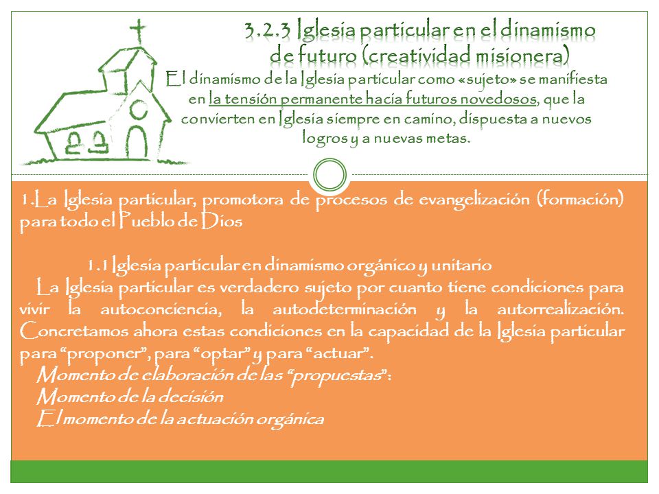 3.2.3 Iglesia particular en el dinamismo de futuro (creatividad misionera)