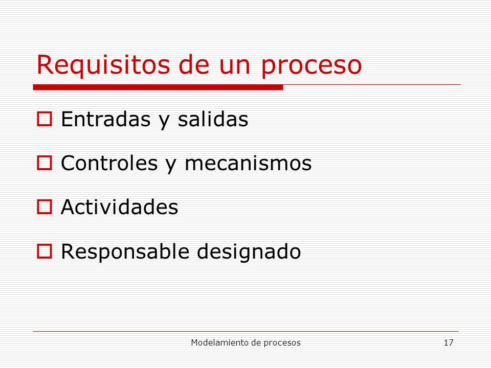 Requisitos de un proceso