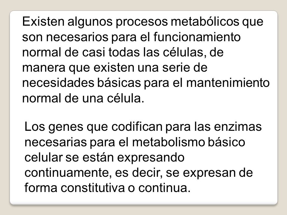Existen algunos procesos metabólicos que son necesarios para el funcionamiento normal de casi todas las células, de manera que existen una serie de necesidades básicas para el mantenimiento normal de una célula.
