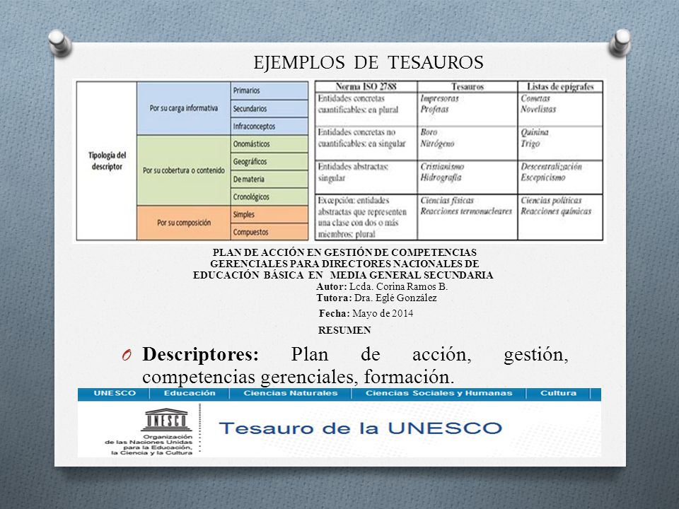 EJEMPLOS DE TESAUROS PLAN DE ACCIÓN EN GESTIÓN DE COMPETENCIAS. GERENCIALES PARA DIRECTORES NACIONALES DE.