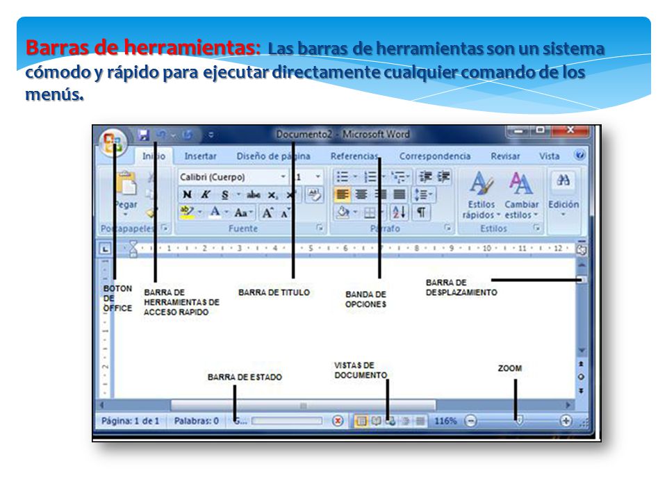 Barras de herramientas: Las barras de herramientas son un sistema cómodo y rápido para ejecutar directamente cualquier comando de los menús.