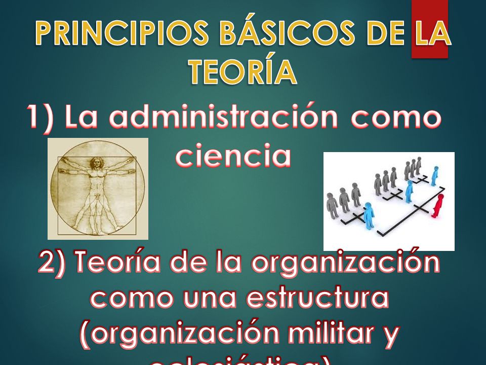 PRINCIPIOS BÁSICOS DE LA TEORÍA 1) La administración como ciencia