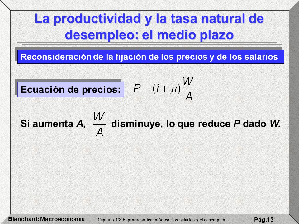 La productividad y la tasa natural de desempleo: el medio plazo