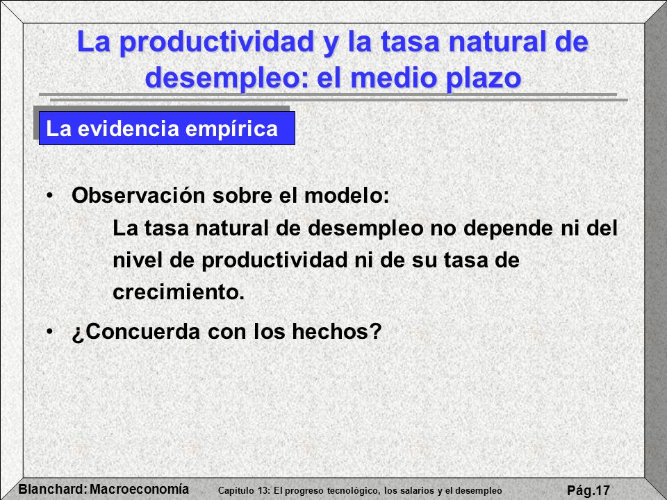 La productividad y la tasa natural de desempleo: el medio plazo
