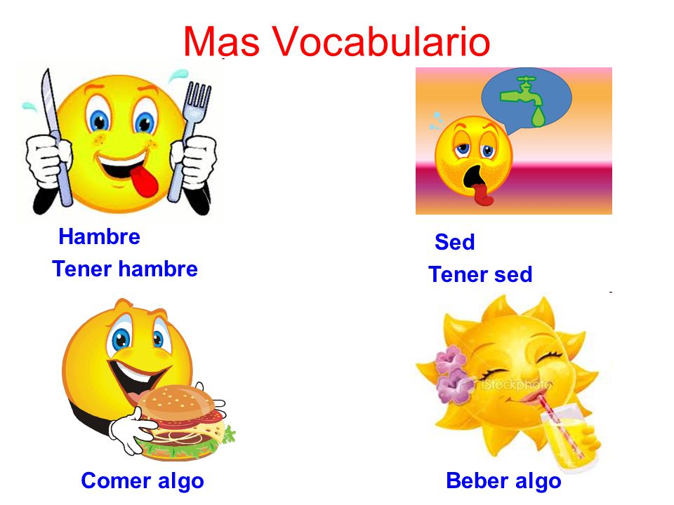 Mas Vocabulario Hambre Tener hambre Sed Tener sed Comer algo