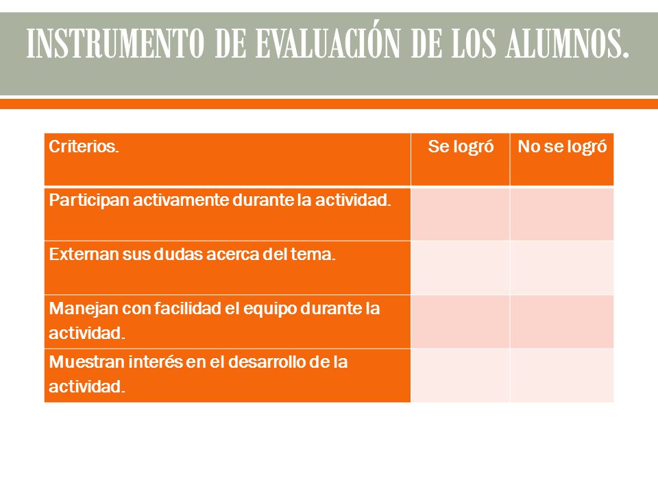INSTRUMENTO DE EVALUACIÓN DE LOS ALUMNOS.