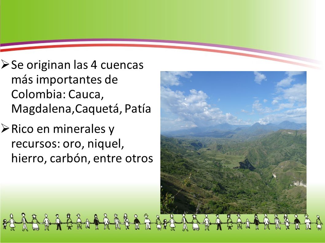 Se originan las 4 cuencas más importantes de Colombia: Cauca, Magdalena,Caquetá, Patía