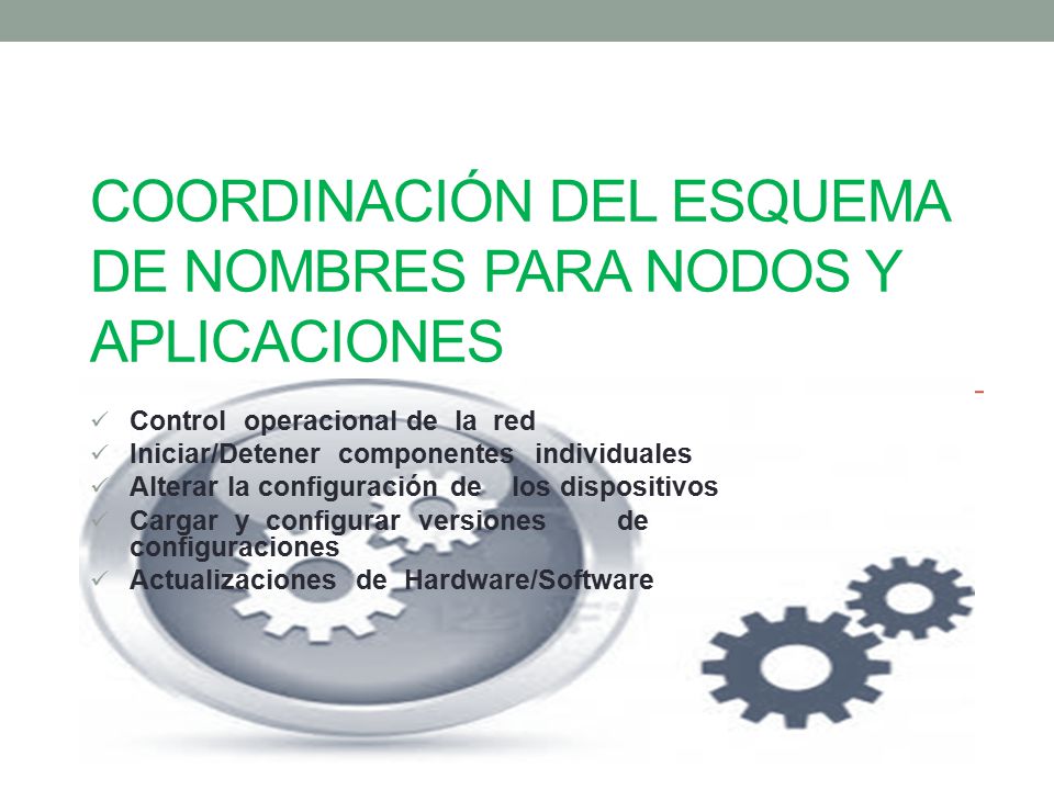 Coordinación del esquema de nombres para nodos y aplicaciones