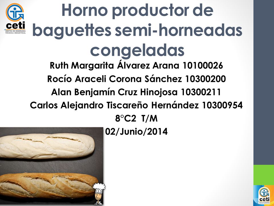 Horno productor de baguettes semi-horneadas congeladas