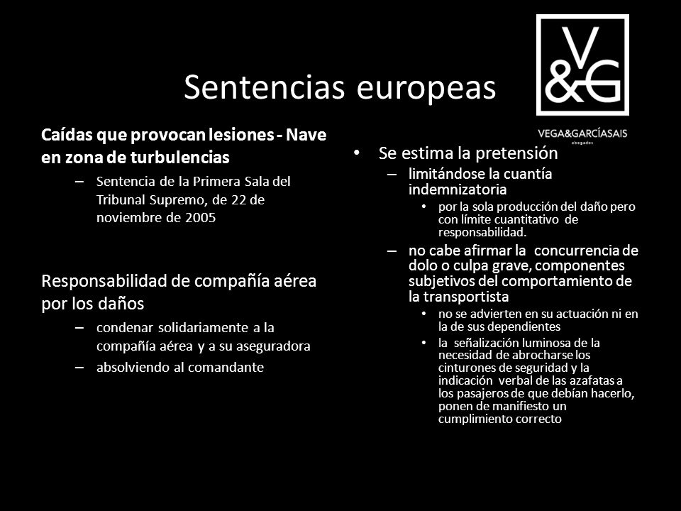 Sentencias europeas Caídas que provocan lesiones - Nave en zona de turbulencias.
