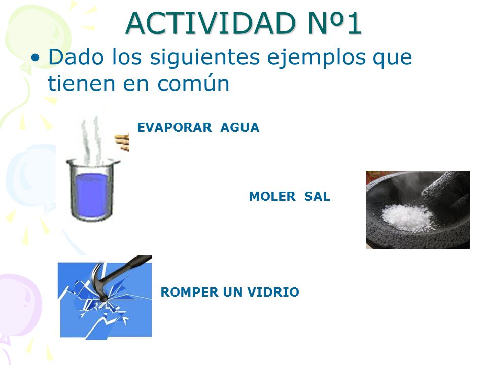 ACTIVIDAD Nº1 Dado los siguientes ejemplos que tienen en común