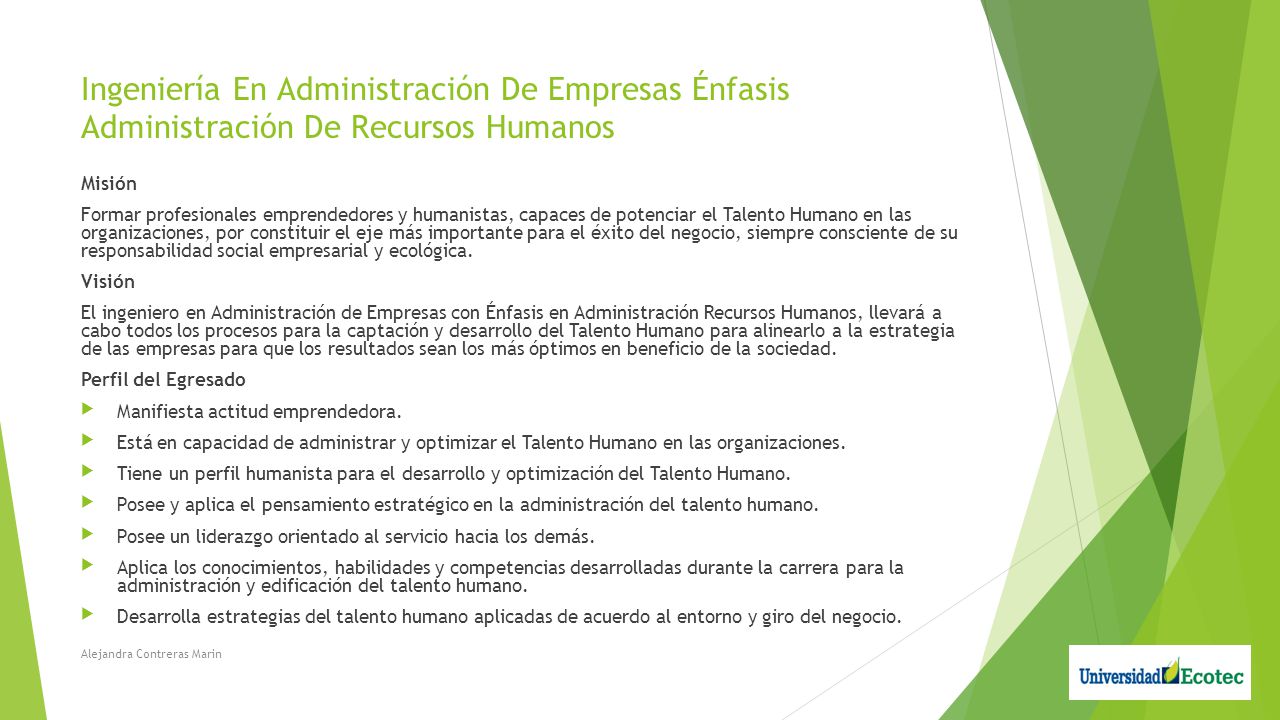 Ingeniería En Administración De Empresas Énfasis Administración De Recursos Humanos