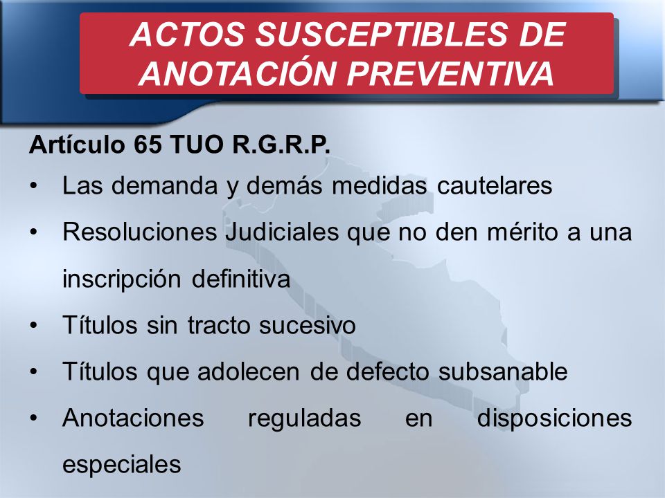 ACTOS SUSCEPTIBLES DE ANOTACIÓN PREVENTIVA