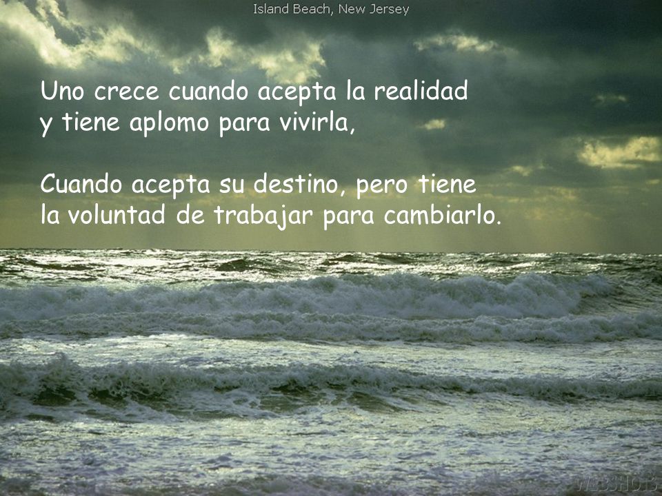 Uno crece cuando acepta la realidad y tiene aplomo para vivirla,