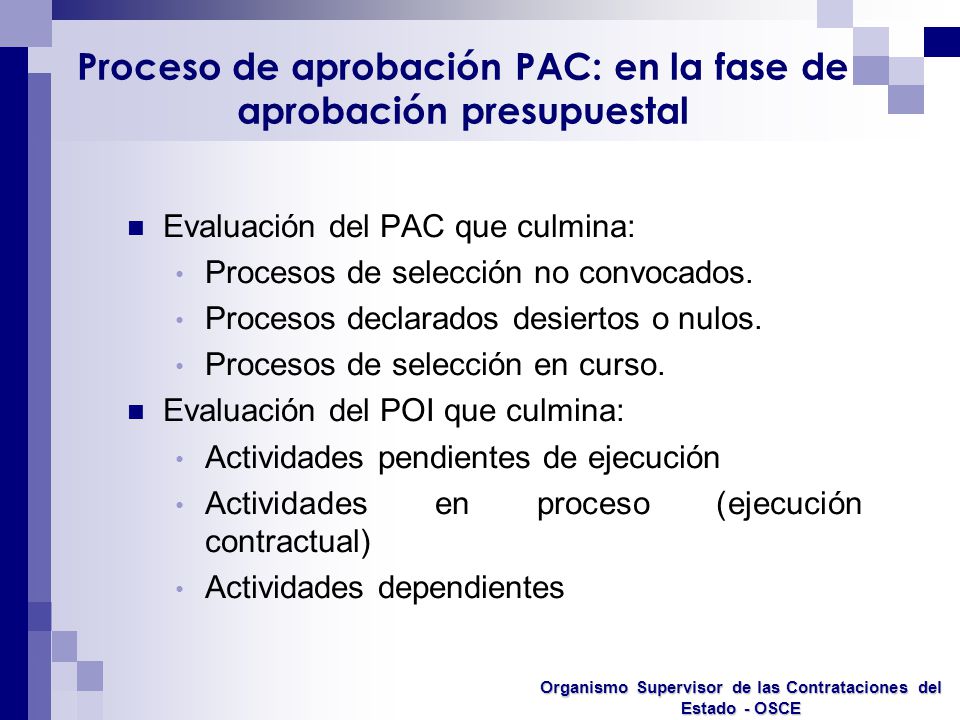 Proceso de aprobación PAC: en la fase de aprobación presupuestal