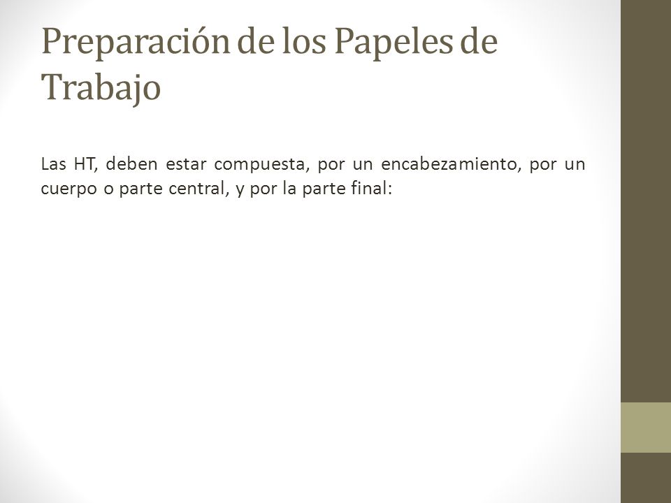 Preparación de los Papeles de Trabajo