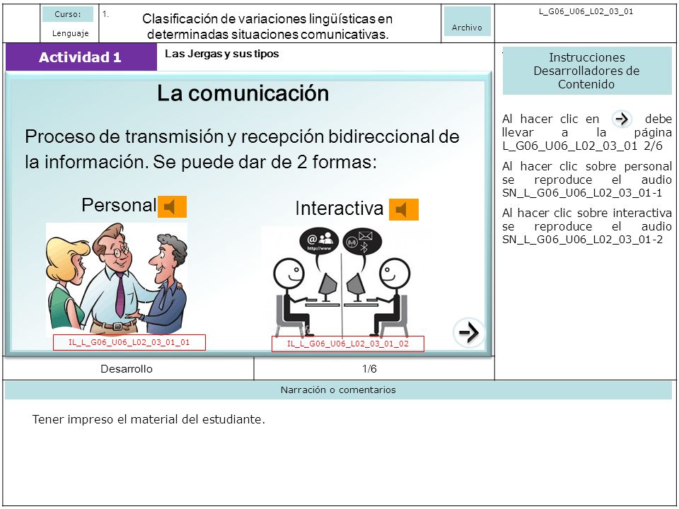Curso: Clasificación de variaciones lingüísticas en determinadas situaciones comunicativas. Archivo.