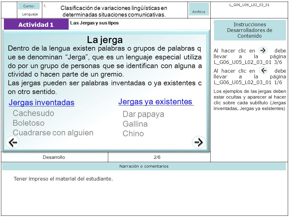 La jerga Jergas inventadas Jergas ya existentes Cachesudo Dar papaya