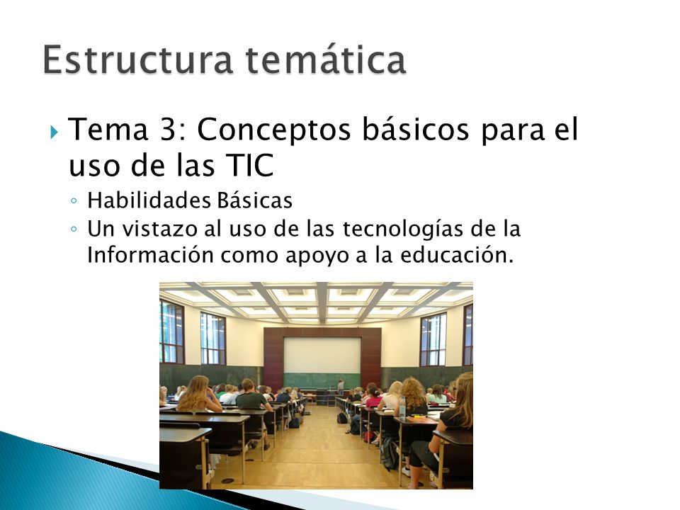Estructura temática Tema 3: Conceptos básicos para el uso de las TIC