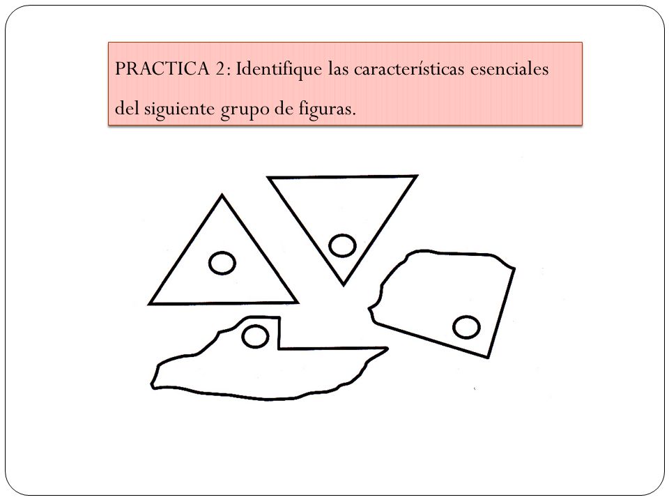 PRACTICA 2: Identifique las características esenciales del siguiente grupo de figuras.