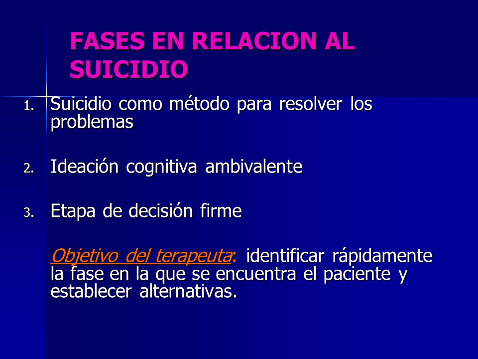 FASES EN RELACION AL SUICIDIO