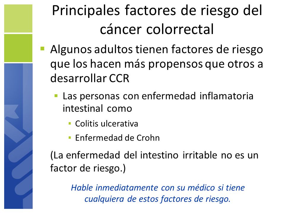 Principales factores de riesgo del cáncer colorrectal