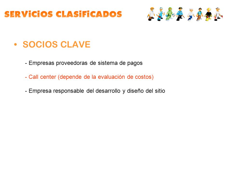 SOCIOS CLAVE - Empresas proveedoras de sistema de pagos