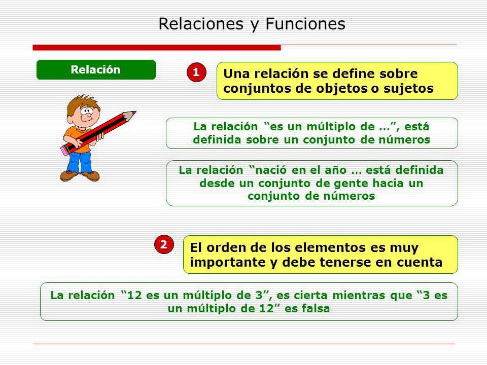 Una relación se define sobre conjuntos de objetos o sujetos