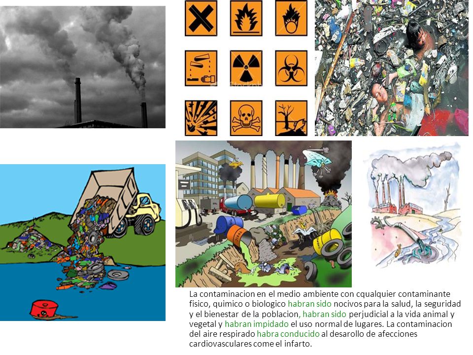 La contaminacion en el medio ambiente con cqualquier contaminante fisico, quimico o biologico habran sido nocivos para la salud, la seguridad y el bienestar de la poblacion, habran sido perjudicial a la vida animal y vegetal y habran impidado el uso normal de lugares.