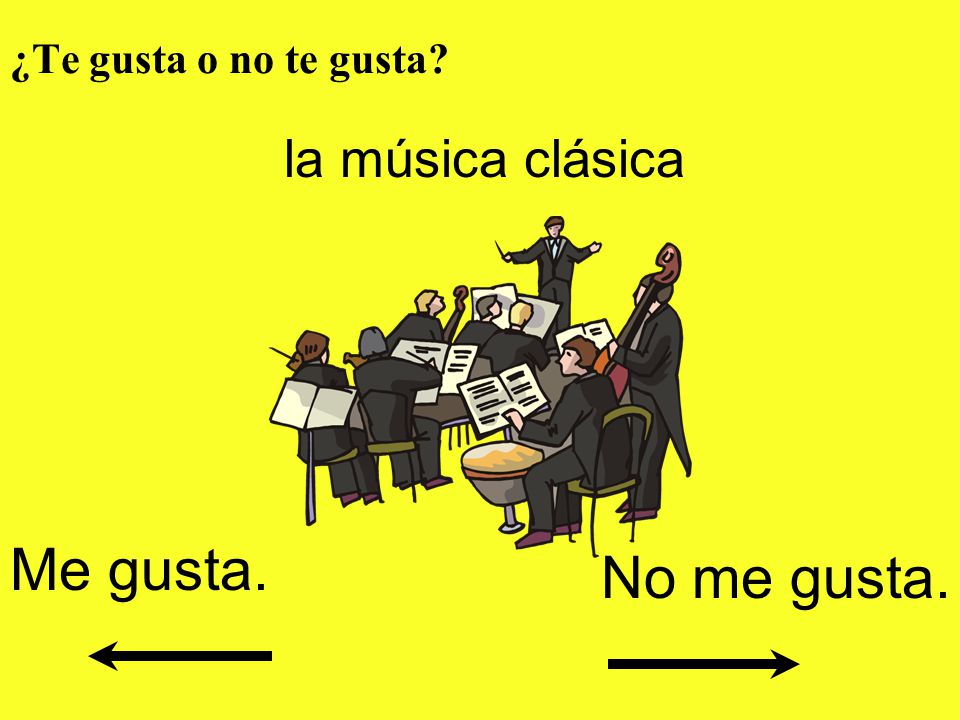 ¿Te gusta o no te gusta la música clásica Me gusta. No me gusta.