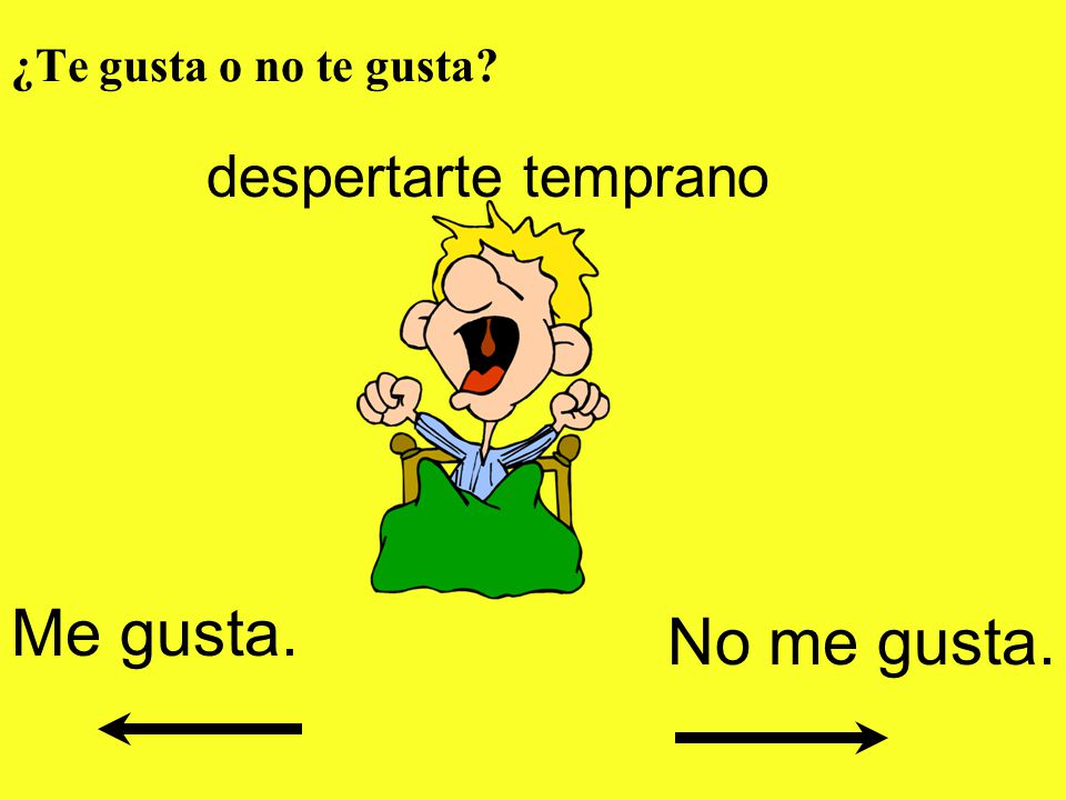 ¿Te gusta o no te gusta despertarte temprano Me gusta. No me gusta.