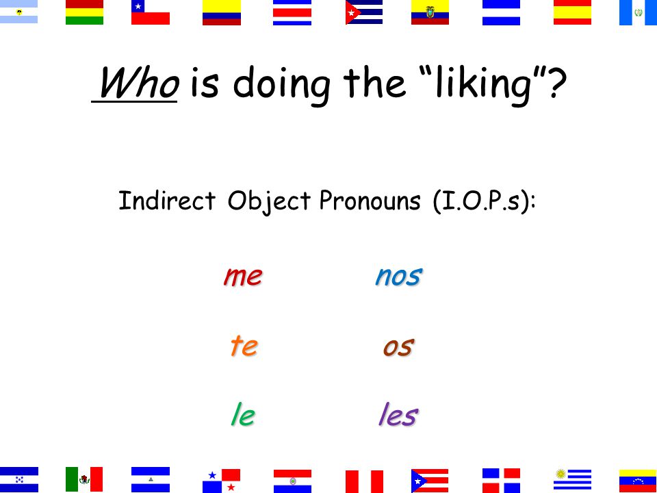 Indirect Object Pronouns (I.O.P.s):