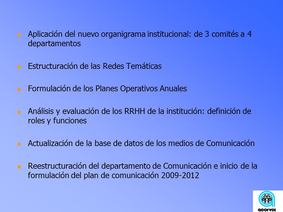 Aplicación del nuevo organigrama institucional: de 3 comités a 4 departamentos