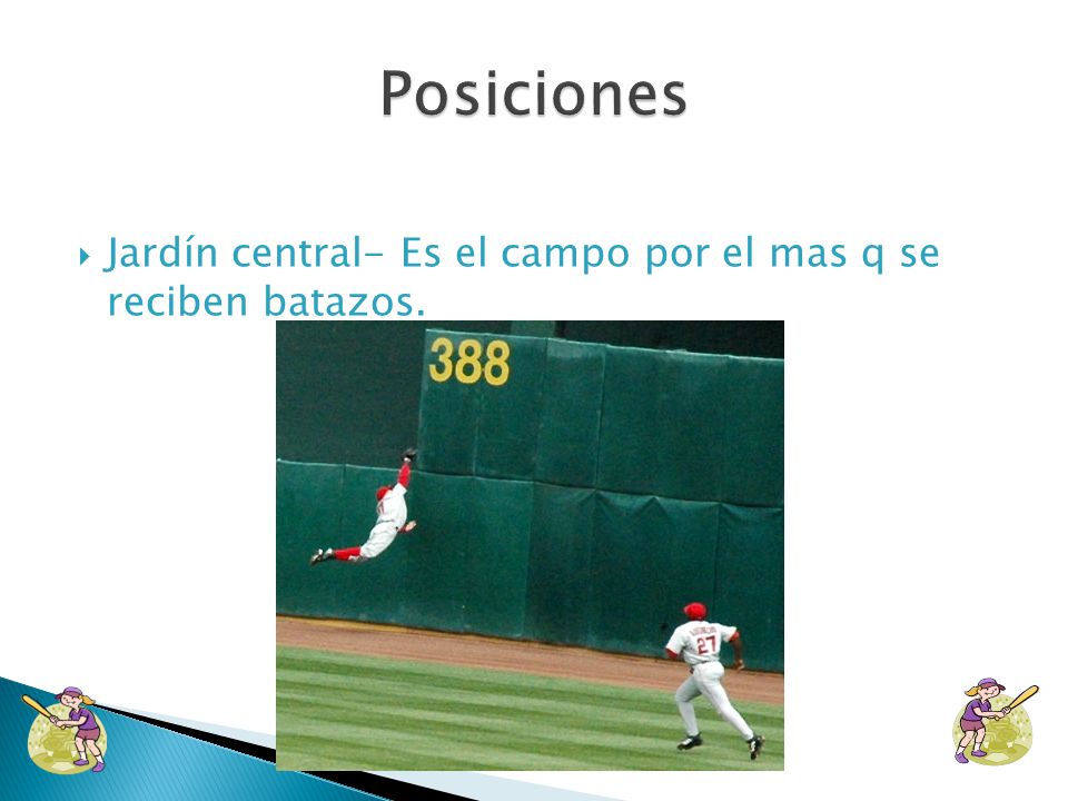 Posiciones Jardín central- Es el campo por el mas q se reciben batazos.