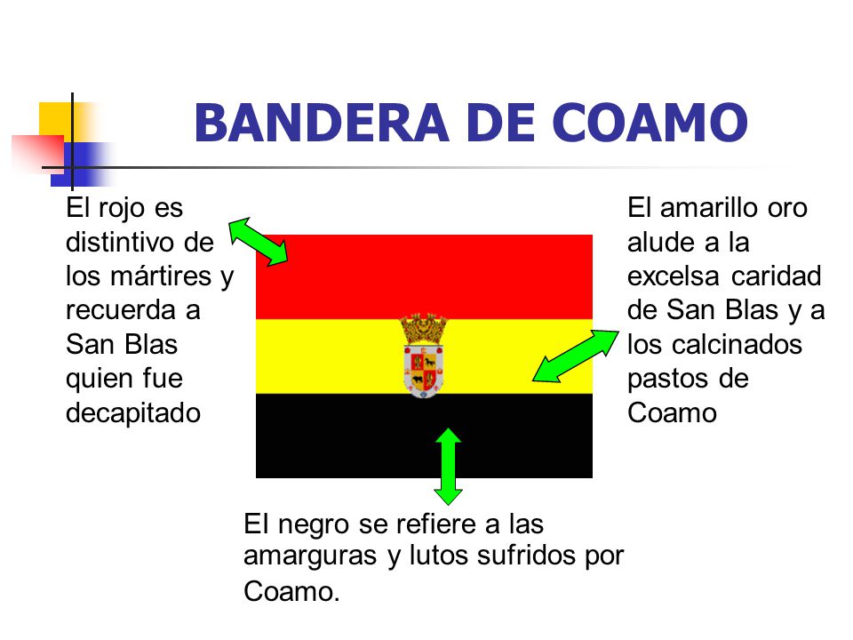 BANDERA DE COAMO El rojo es distintivo de los mártires y recuerda a San Blas quien fue decapitado.