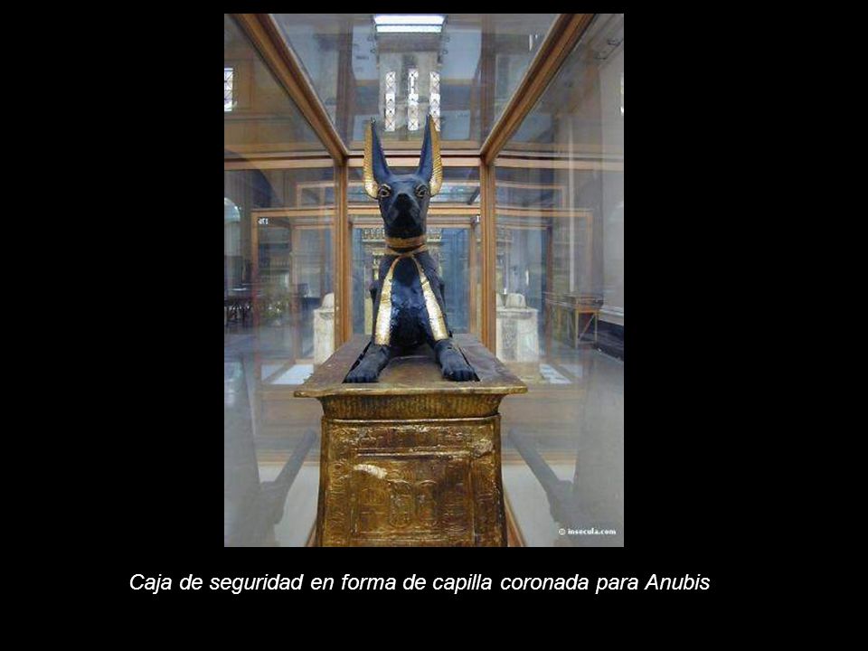 Caja de seguridad en forma de capilla coronada para Anubis