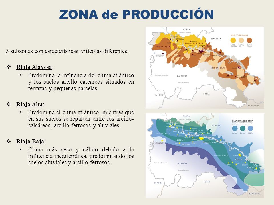 ZONA de PRODUCCIÓN 3 subzonas con características vitícolas diferentes: Rioja Alavesa: